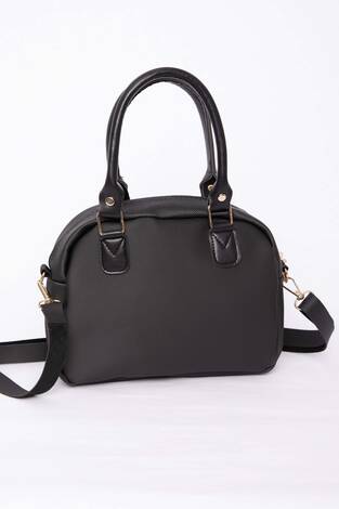 Çok Bölmeli Fermuarlı El & Omuz Çantası Siyah - Thumbnail