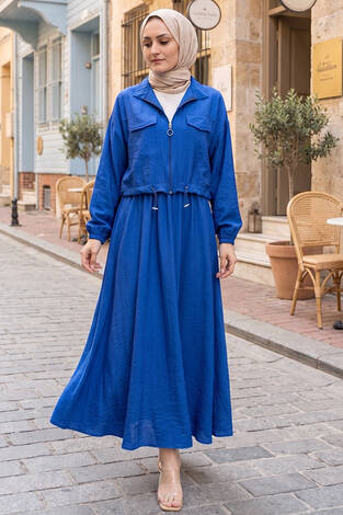 Crop Ceket Etekli Spor Takım İndigo - Thumbnail