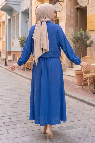 Crop Ceket Etekli Spor Takım İndigo - Thumbnail