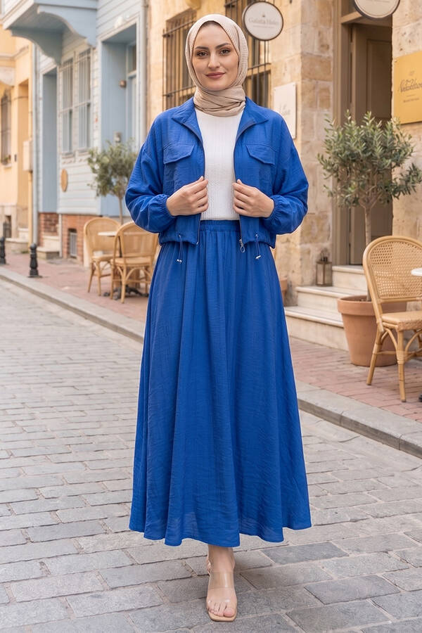 MD - Crop Ceket Etekli Spor Takım İndigo (1)