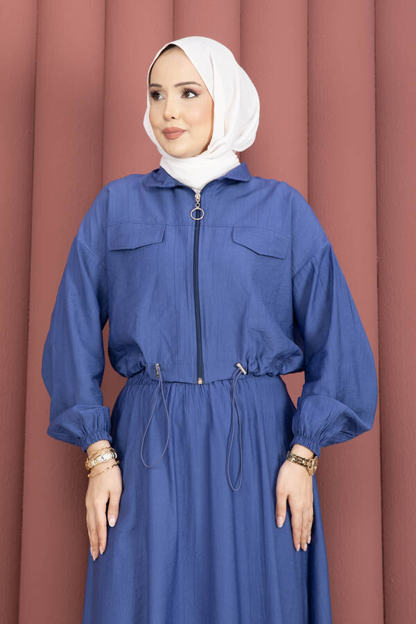 MD - Crop Ceket Etekli Spor Takım İndigo (1)