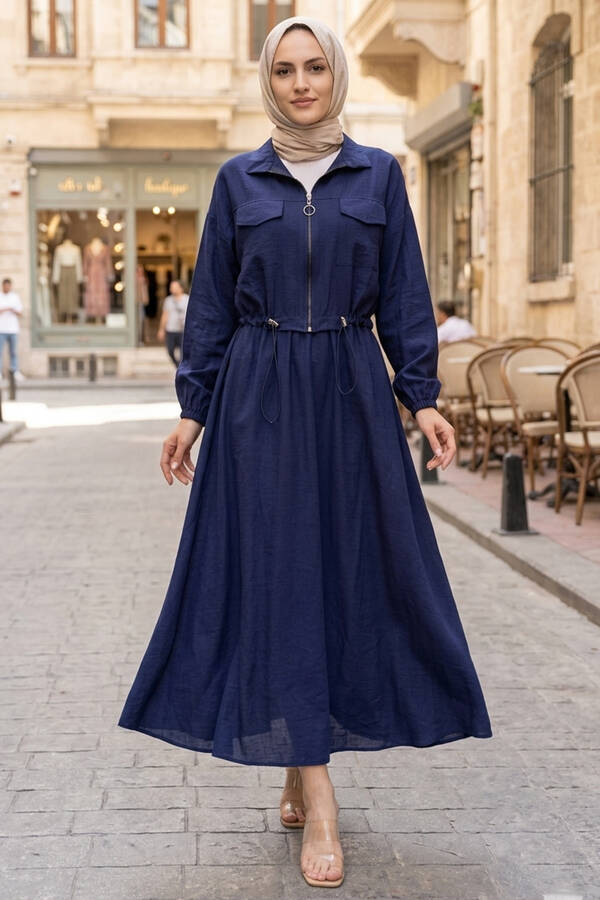 MD - Crop Ceket Etekli Spor Takım Lacivert