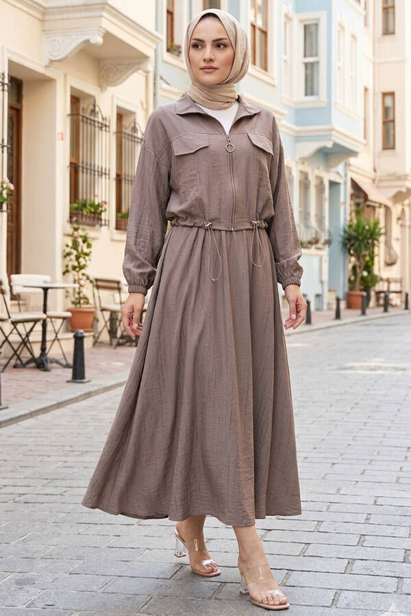 MD - Crop Ceket Etekli Spor Takım Vizon (1)