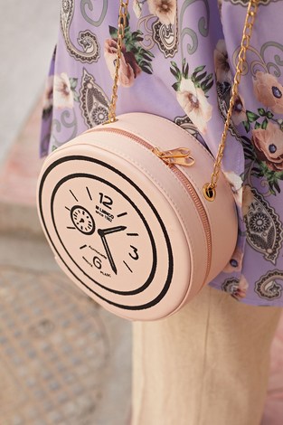 Dairesel Crossbody Çanta 8358-3 Pudra - Thumbnail