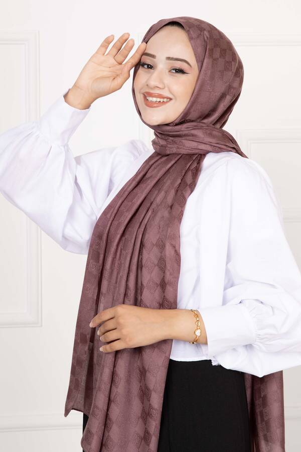 E - Dama Desenli Tesettür Şal Mürdüm (1) E - Dama Desenli Tesettür Şal Mürdüm (1)