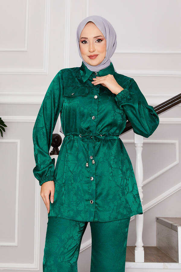MD - Damla Desen Jakarlı Tesettür Takım Zümrüt (1)