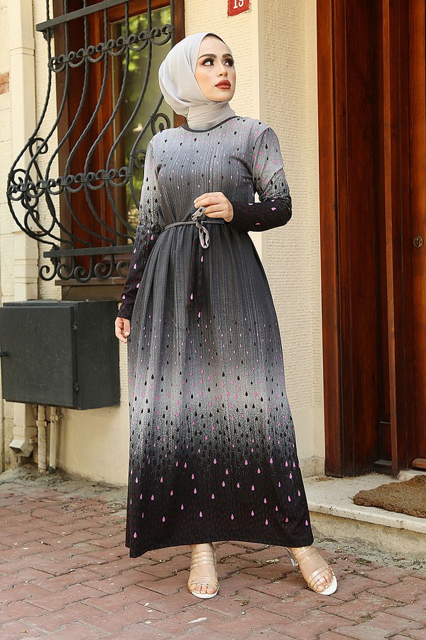 Damla Desenli Elbise 9432-2 Damla Desenli Elbise 9432-2