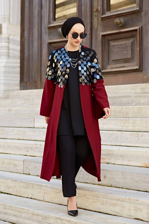 Gk - Damla Pullu Kap 530GK-11683 Bordo