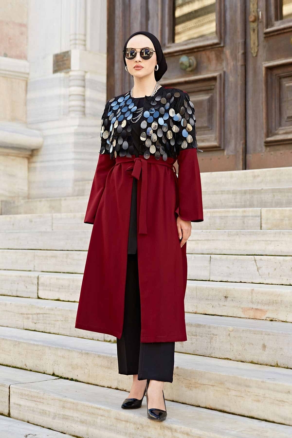 Gk - Damla Pullu Kap 530GK-11683 Bordo (1)