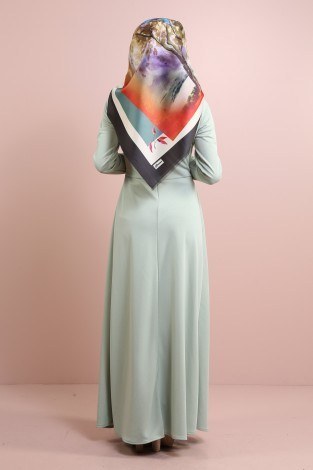 Dantel Güpür Detaylı Elbise 4092-16 - Thumbnail