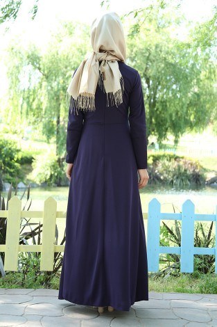 Dantel Güpür Detaylı Elbise 4092-6 - Thumbnail