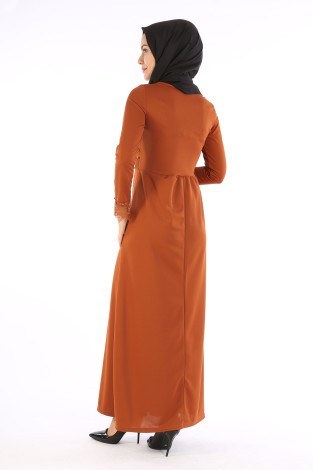 Dantel İnci Detaylı Elbise 01659-06 - Thumbnail