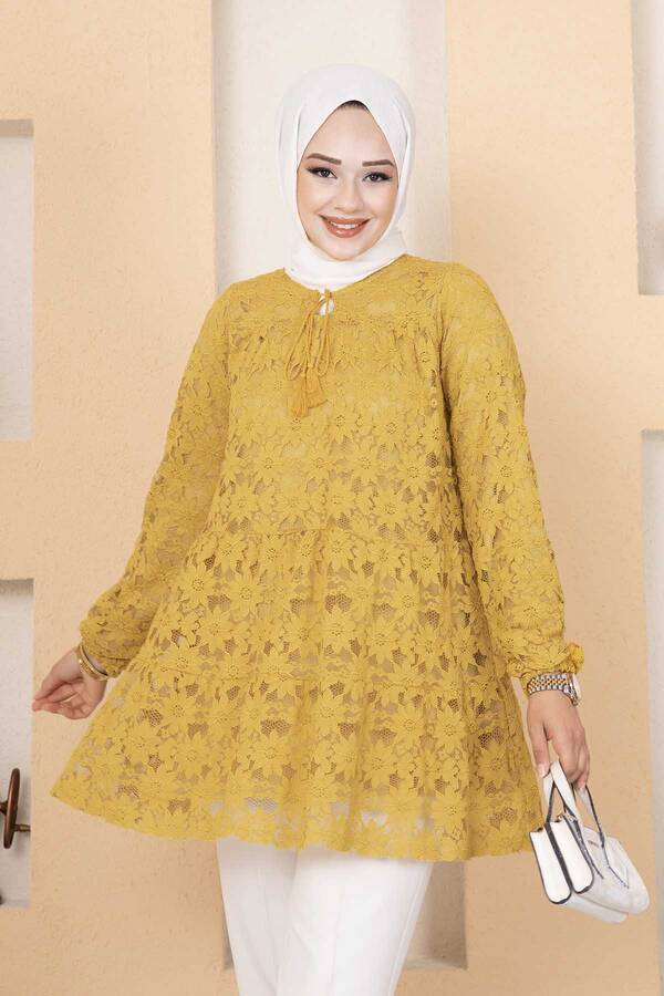 Dantelli Tunik Hardal