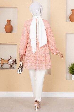 Dantelli Tunik Pembe - Thumbnail