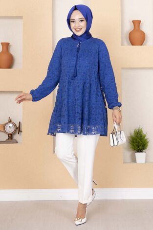 Dantelli Tunik Saks - Thumbnail