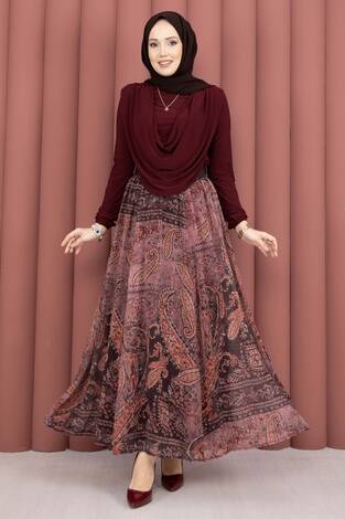 Degaje Body Etek Kemer Üçlü Takım Bordo - Thumbnail