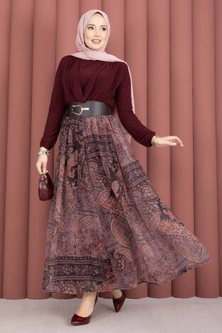 Degaje Body Etek Kemer Üçlü Takım Bordo - Thumbnail