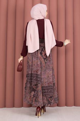 Degaje Body Etek Kemer Üçlü Takım Bordo - Thumbnail