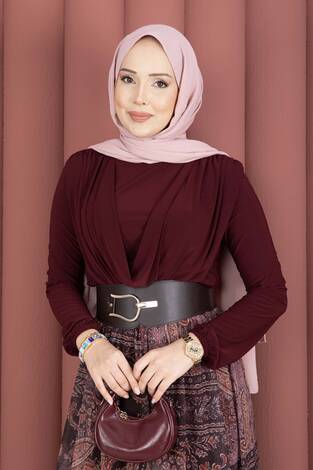 Degaje Body Etek Kemer Üçlü Takım Bordo - Thumbnail