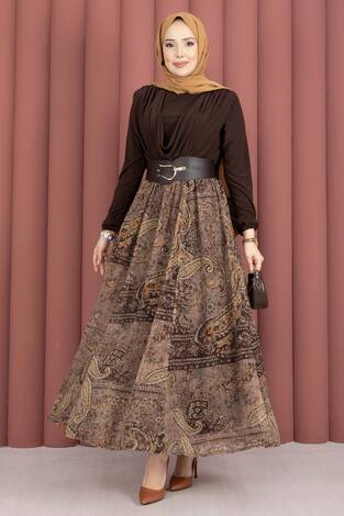 Degaje Body Etek Kemer Üçlü Takım Kahve