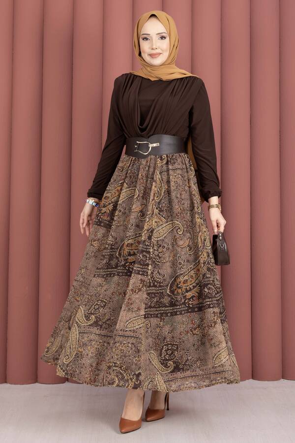 Htn - Degaje Body Etek Kemer Üçlü Takım Kahve