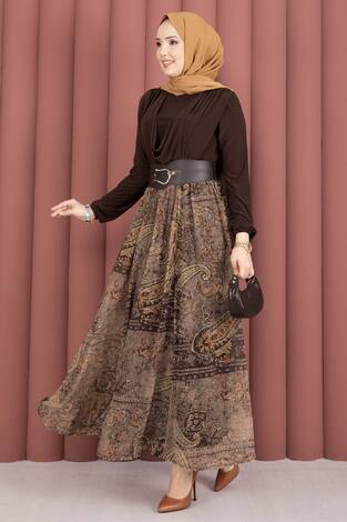 Degaje Body Etek Kemer Üçlü Takım Kahve - Thumbnail