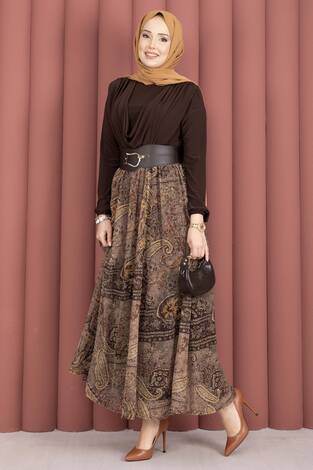 Degaje Body Etek Kemer Üçlü Takım Kahve - Thumbnail