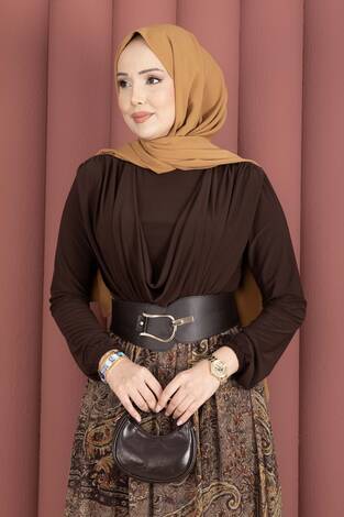 Degaje Body Etek Kemer Üçlü Takım Kahve - Thumbnail