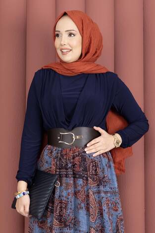 Degaje Body Etek Kemer Üçlü Takım Lacivert - Thumbnail