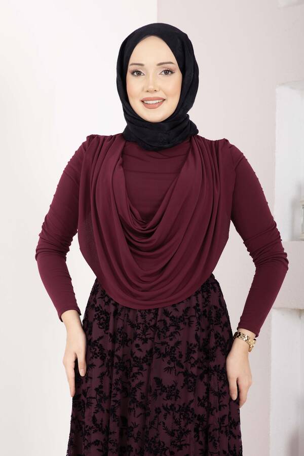 Degaje Dökümlü Sandy Body Bordo - 3