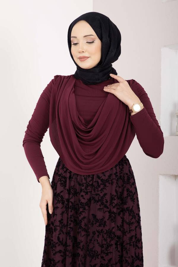 Özk - Degaje Dökümlü Sandy Body Bordo