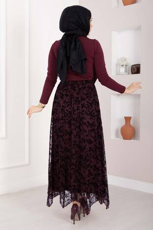 Degaje Dökümlü Sandy Body Bordo - Thumbnail