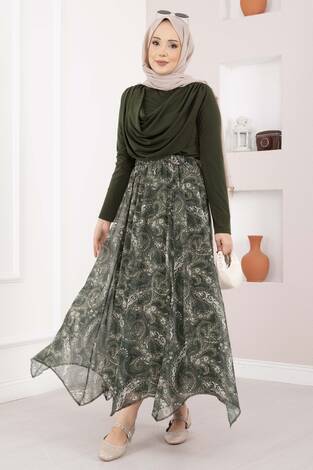 Degaje Dökümlü Sandy Body Haki - Thumbnail