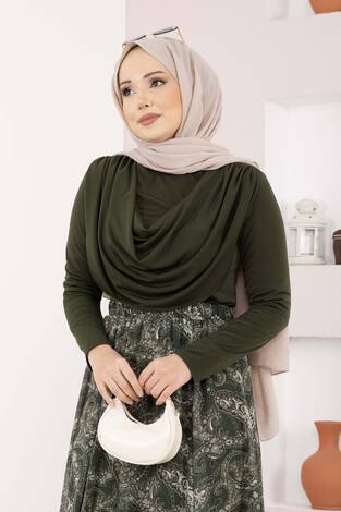 Degaje Dökümlü Sandy Body Haki - Thumbnail