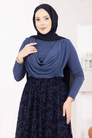 Degaje Dökümlü Sandy Body İndigo - Thumbnail