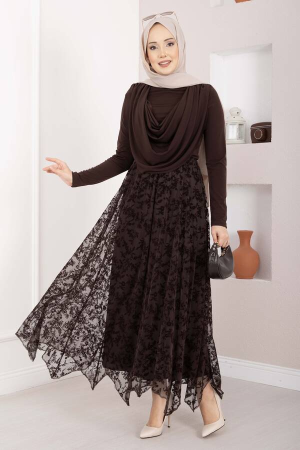 Özk - Degaje Dökümlü Sandy Body Kahve (1)