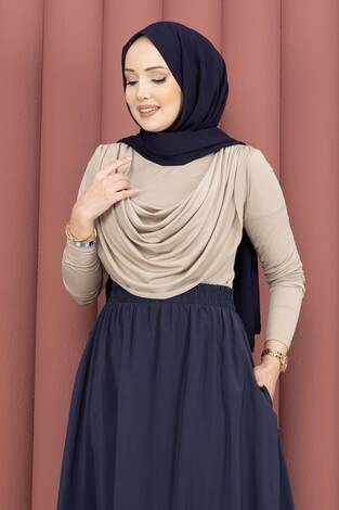 Degaje Dökümlü Sandy Body Koyu Bej - Thumbnail