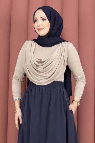 Degaje Dökümlü Sandy Body Koyu Bej - Thumbnail