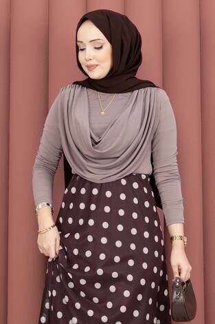 Degaje Dökümlü Sandy Body Koyu Vizon - Thumbnail