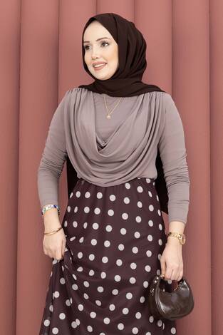 Degaje Dökümlü Sandy Body Koyu Vizon - Thumbnail