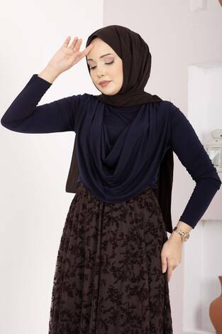 Degaje Dökümlü Sandy Body Lacivert - Thumbnail