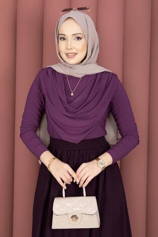 Degaje Dökümlü Sandy Body Mor - Thumbnail