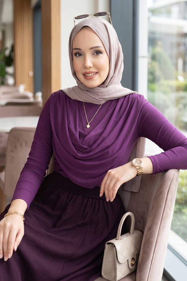 Özk - Degaje Dökümlü Sandy Body Mor