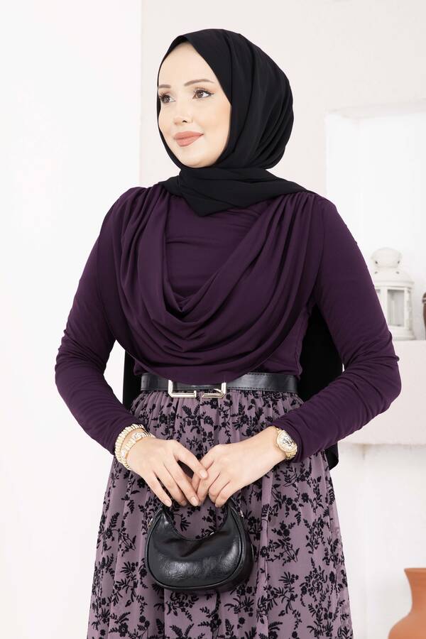 Özk - Degaje Dökümlü Sandy Body Mürdüm