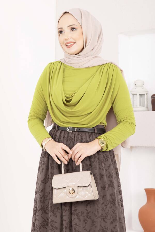 Özk - Degaje Dökümlü Sandy Body Yağ Yeşil