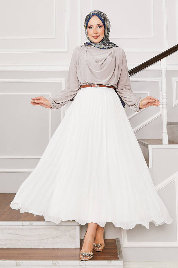 CVN - Degaje Yaka Sandy Bluz Açık Bej (1) CVN - Degaje Yaka Sandy Bluz Açık Bej (1)