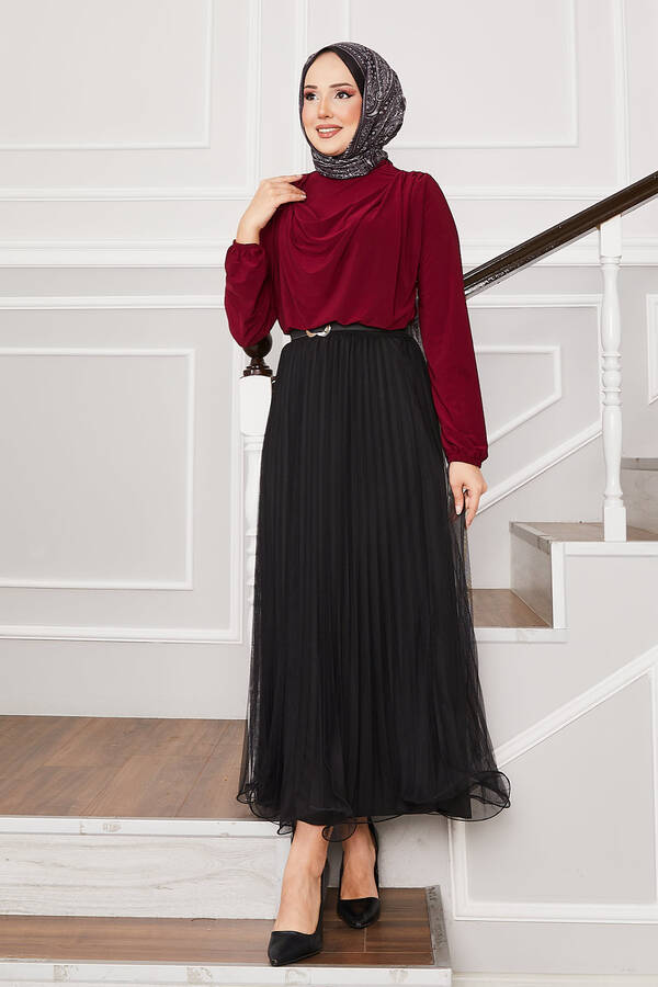 CVN - Degaje Yaka Sandy Bluz Bordo (1)