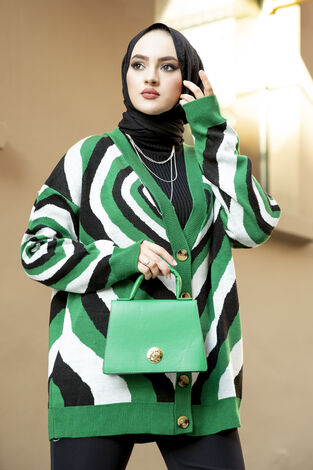 Deri Görünümlü Kadın Çapraz Çanta Yeşil - Thumbnail