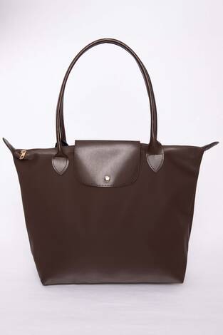 Deri Kapaklı El & Omuz Çantası Kahve - Thumbnail