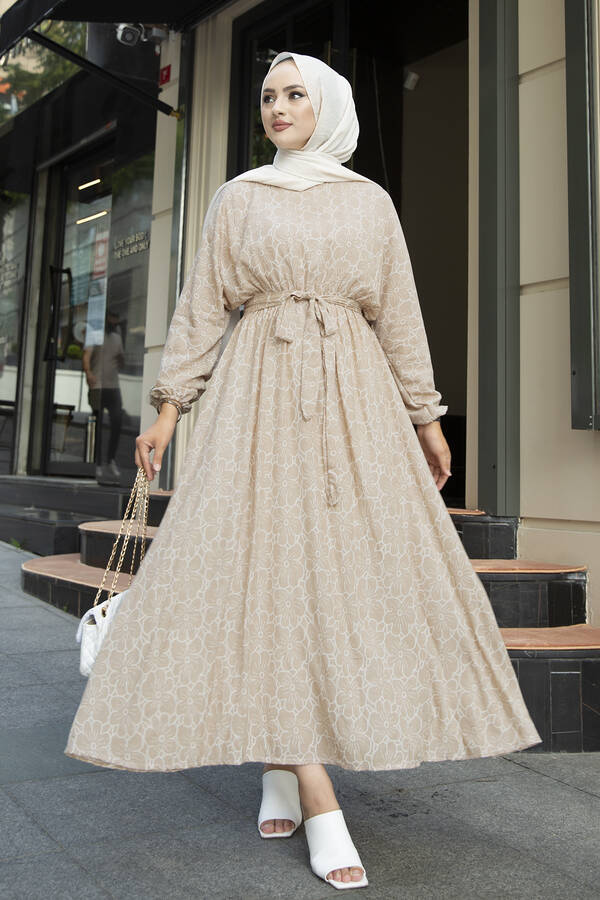 Yarasa Kol Desenli Elbise 180SB90508-14